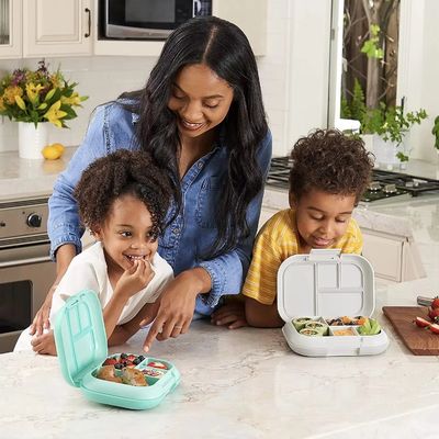 Caja Bento Para Adolescentes Niños Caja de Almuerzo Contenedores Versátiles A prueba de fugas 4 compartimentos Caja de Almuerzo de estilo Bento Porción controlada